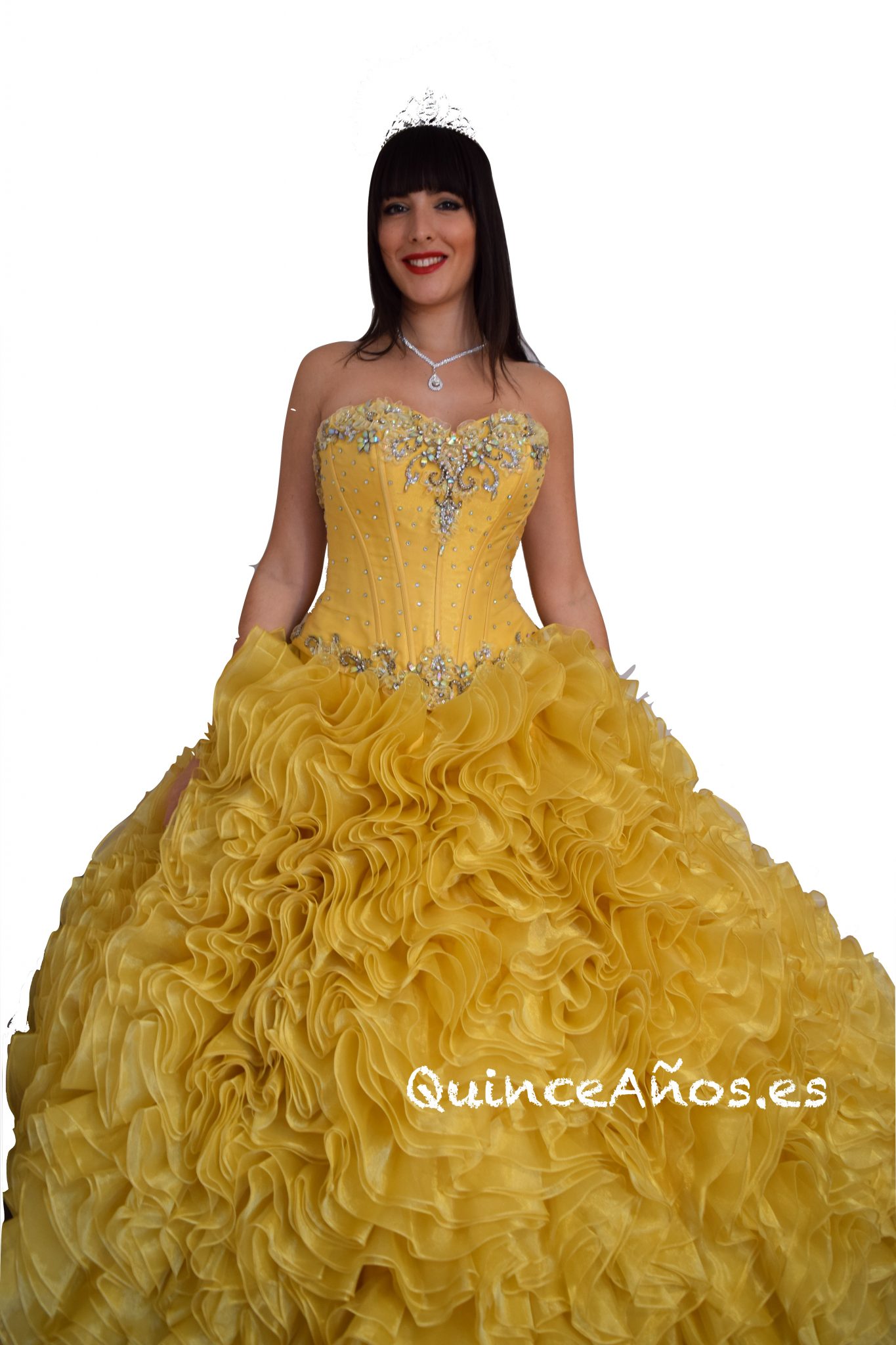 Vestido Amarillo de Princesa con Corsé ajustable