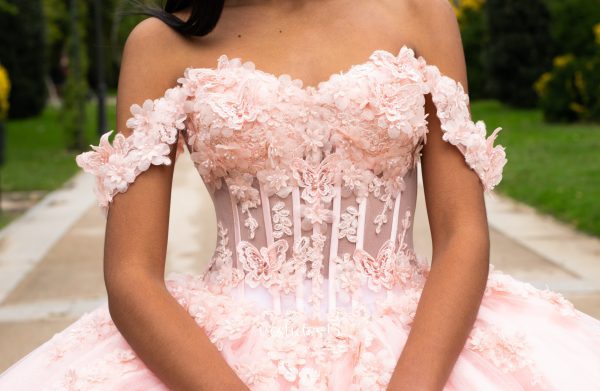 Vestido pomposo Rosa quinceañera corset